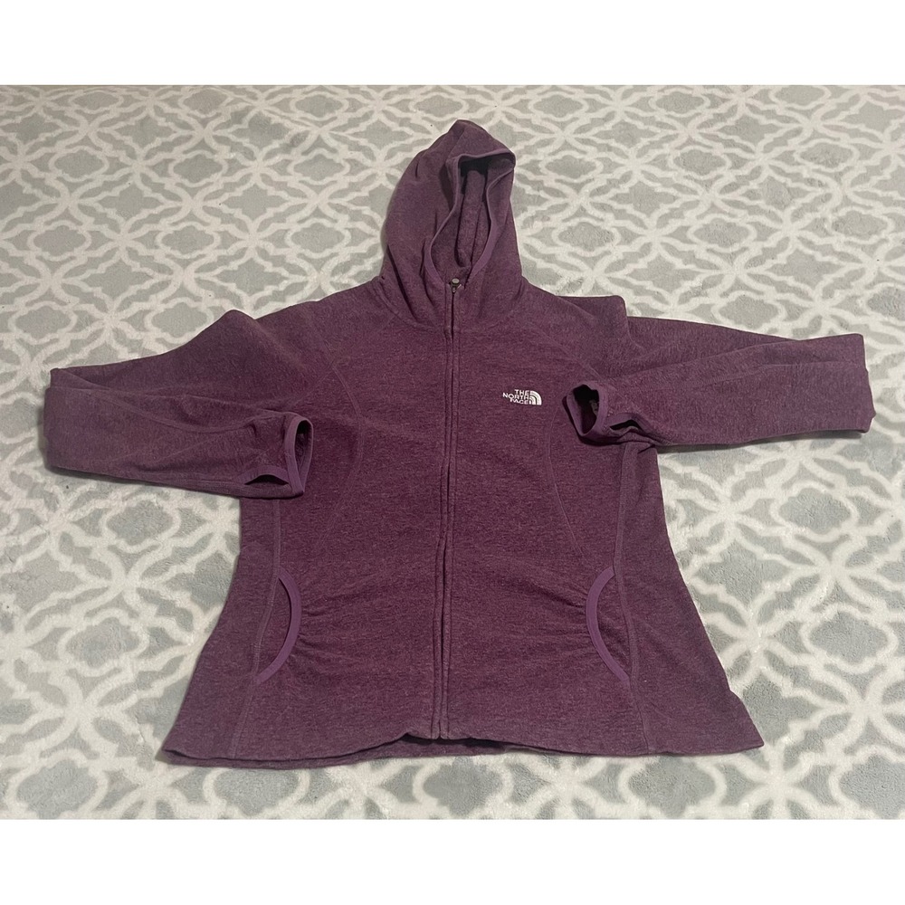 The North Face Womens Fleece Hoodie Purple Heathered Full Zip Jacket M‎